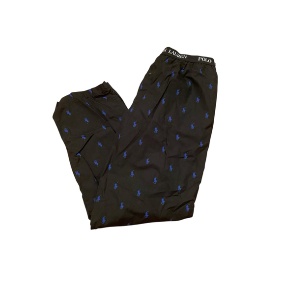 Mens Polo Ralph Lauren Black Blue Pajama Pants size large like new condition - Picture 1 of 11